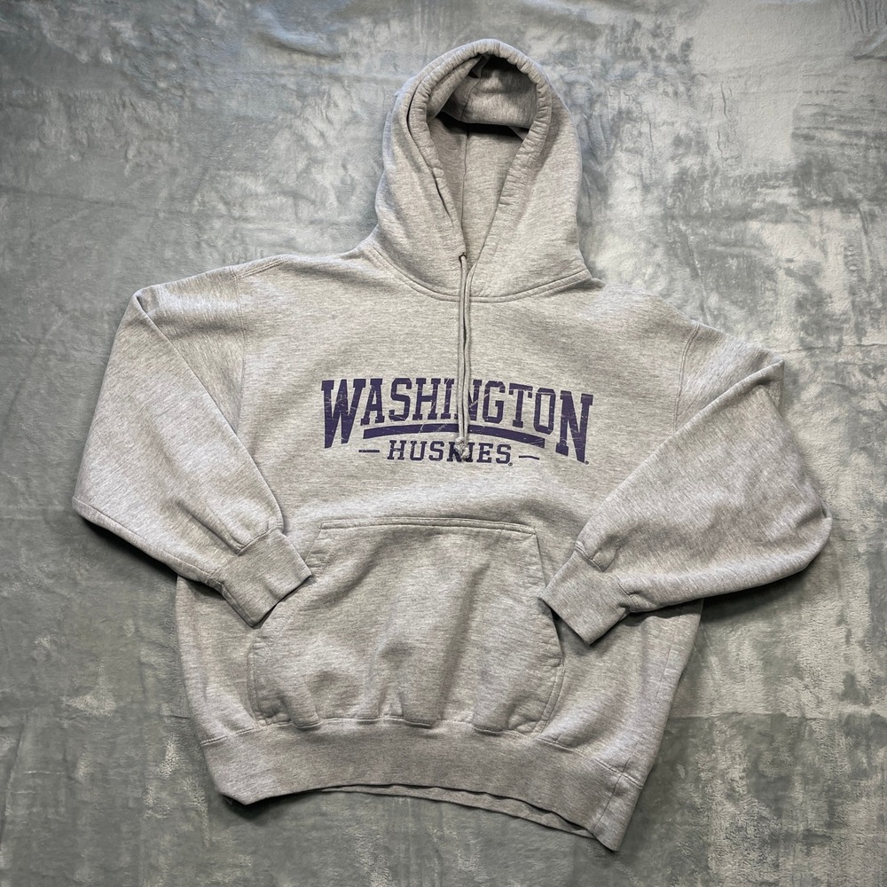 MV Sport Washington Huskies Gray Classic Fleece Hoodie Mens Size Large